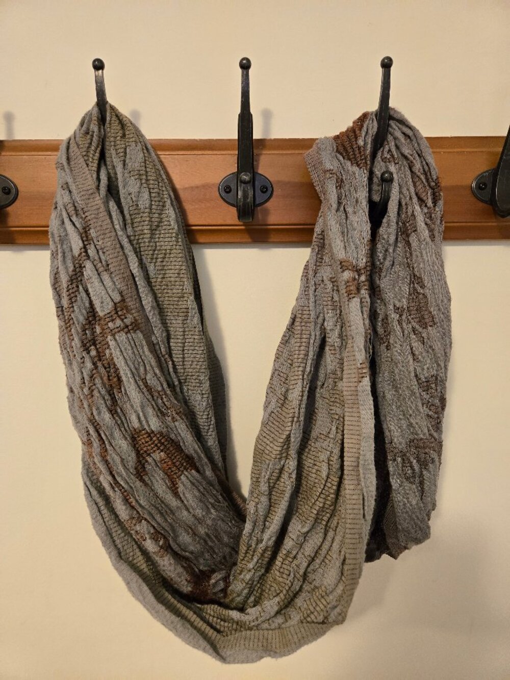 Cynthia Rowley Infinity Scarf - Steel grey/blue with brown